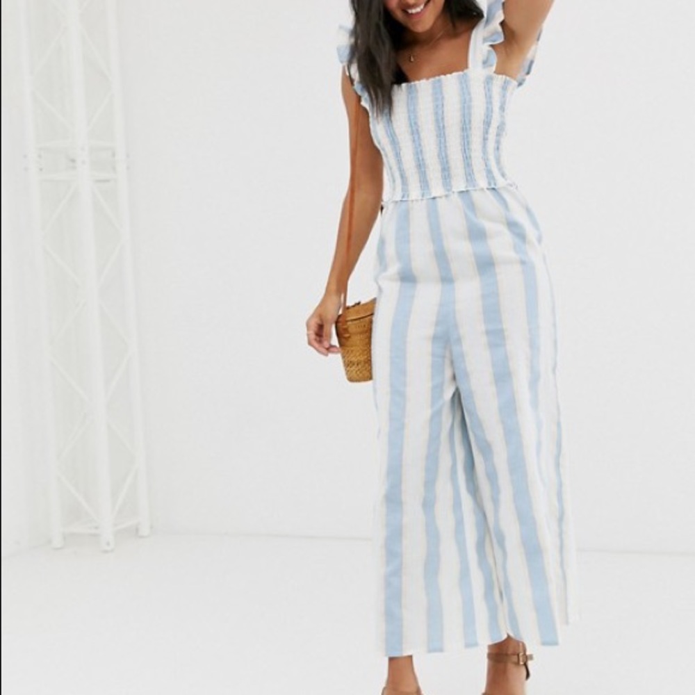 ASOS shirted frill sleeve jumpsuit